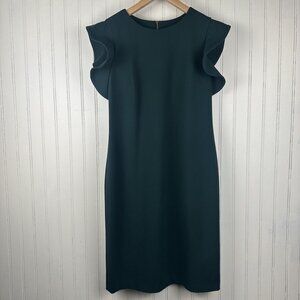 Calvin Klein Dark Green Sheath‎ Dress In Women's Size 12 With Gold Back Zipper